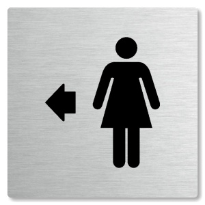 WC ženy vlevo, 80x80mm, stříbrná, Nevada